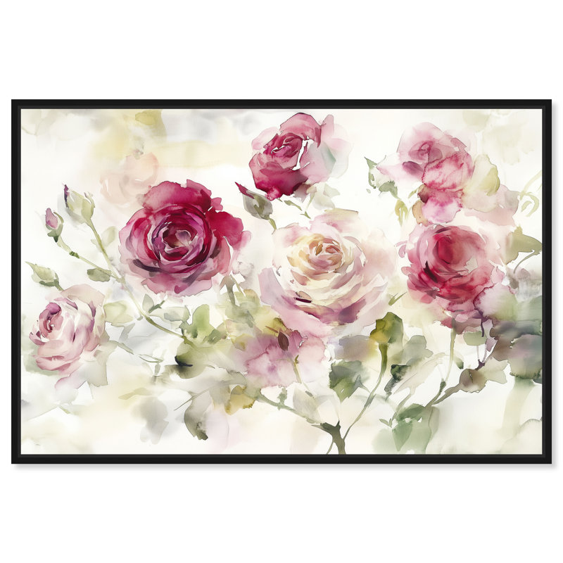 Rose Waking IV, impression sur toile encadrée, art floral encadré par Art Remedy, cadre noir, 15 x 10, H 11 po x l 16 po