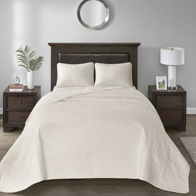 Couvre-lit très grand réversible crème - Rembourrage en coton prélavé pour un sommeil relaxant