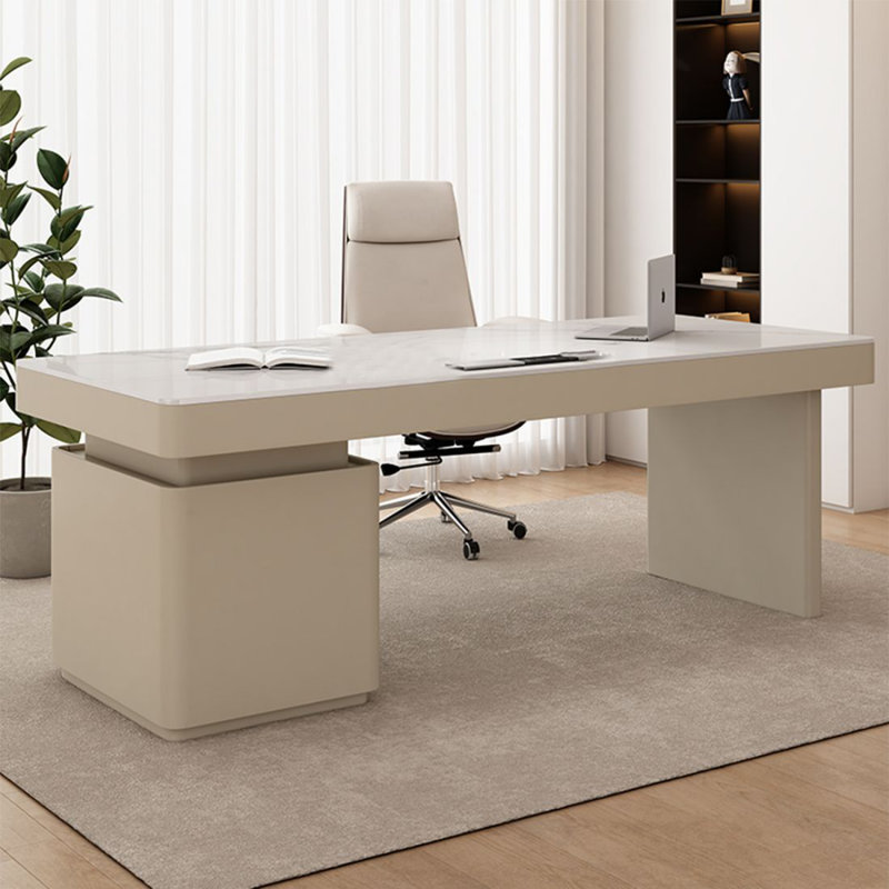 Bureau d'écriture avec tiroirs Beige, H 29,53 po x l 62,99 po x P 27,56 po