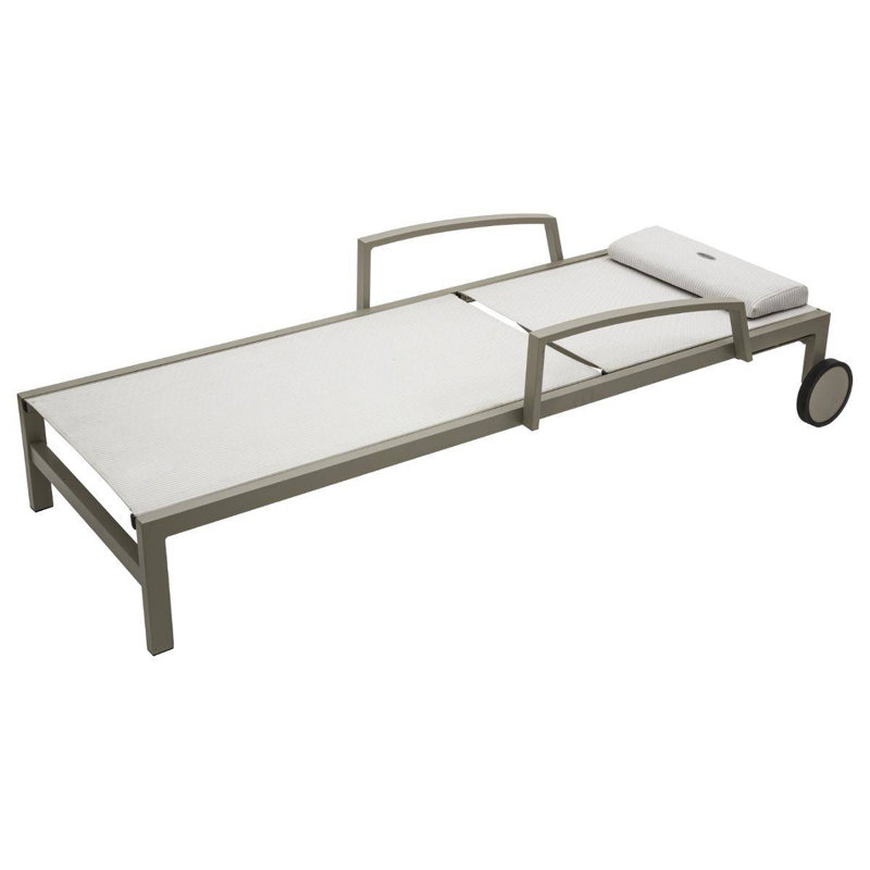 Manisha 197cm Long Reclining Single Chaise with Cushions, Beige, Browm