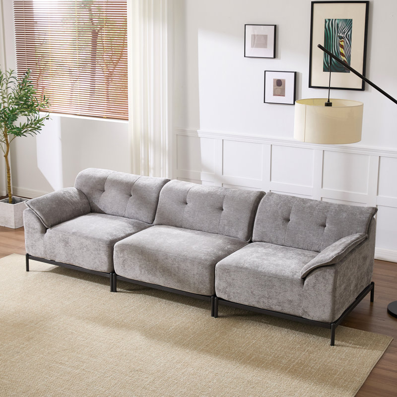Canapé modulaire rembourré 3 personnes Modern Chenille, Grey