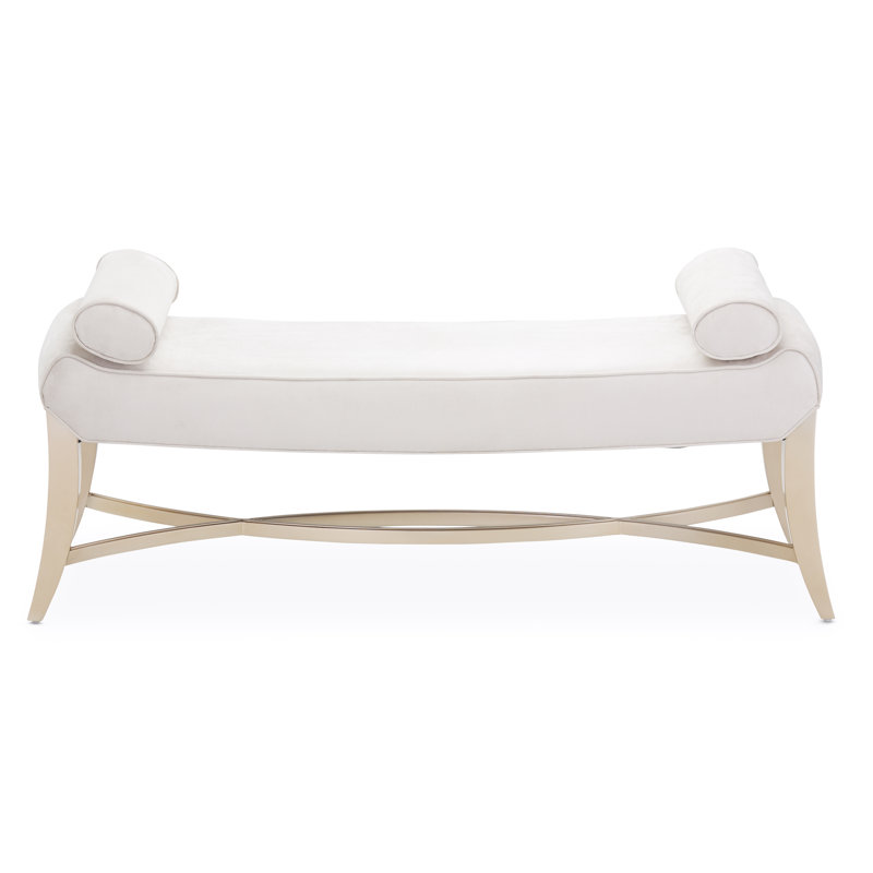 Malibu Crest Upholstered Bench, White/Chardonnay