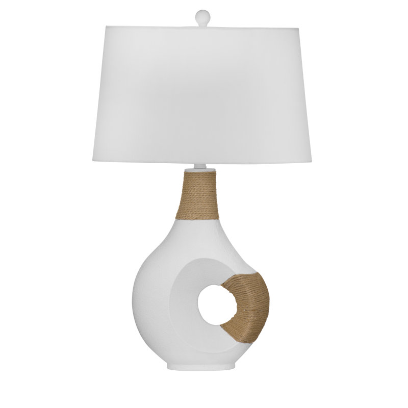 Nigel Rope Table Lamp Matte White Resin Body with Rectangular Shade