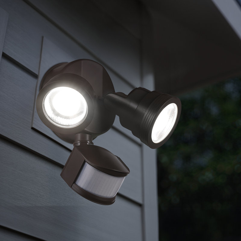 Led Flood Security Light With Motion Sensor, Dusk To Dawn, Beam Angle Adjustable, 5000k Daylight, Bronze