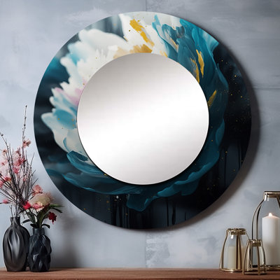 Blue Pink Peonies Artistry III - Floral Peony Round Mirror Wall Decor_MTMIR62960