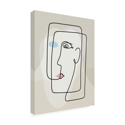 Emefa Line And Face 1 On Canvas by Line And Brush Print