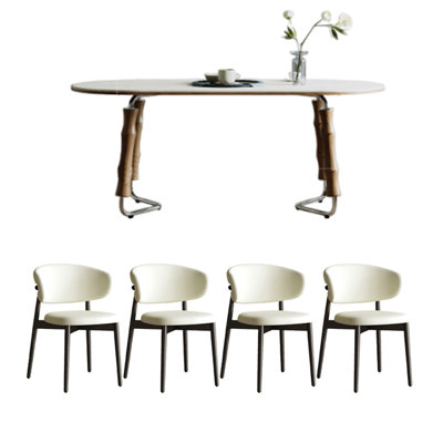 Sintered stone oval dining table set