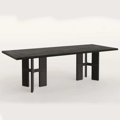 Table de salle à manger rectangulaire en bois massif de style ancien