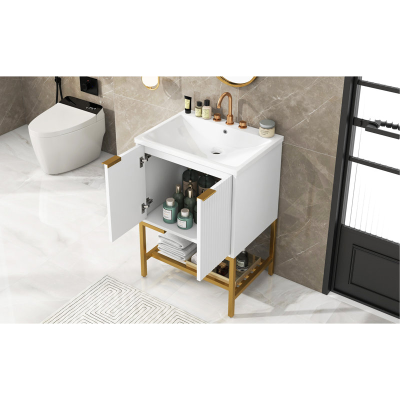 Meuble-lavabo de salle de bain élégant avec lavabo offrant beaucoup de rangement et un design moderne pour votre salle de bain.