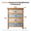 Commode vintage à 4 tiroirs en bois vieilli ornée de motifs décoratifs, meuble de rangement rustique pour chambre/salon
