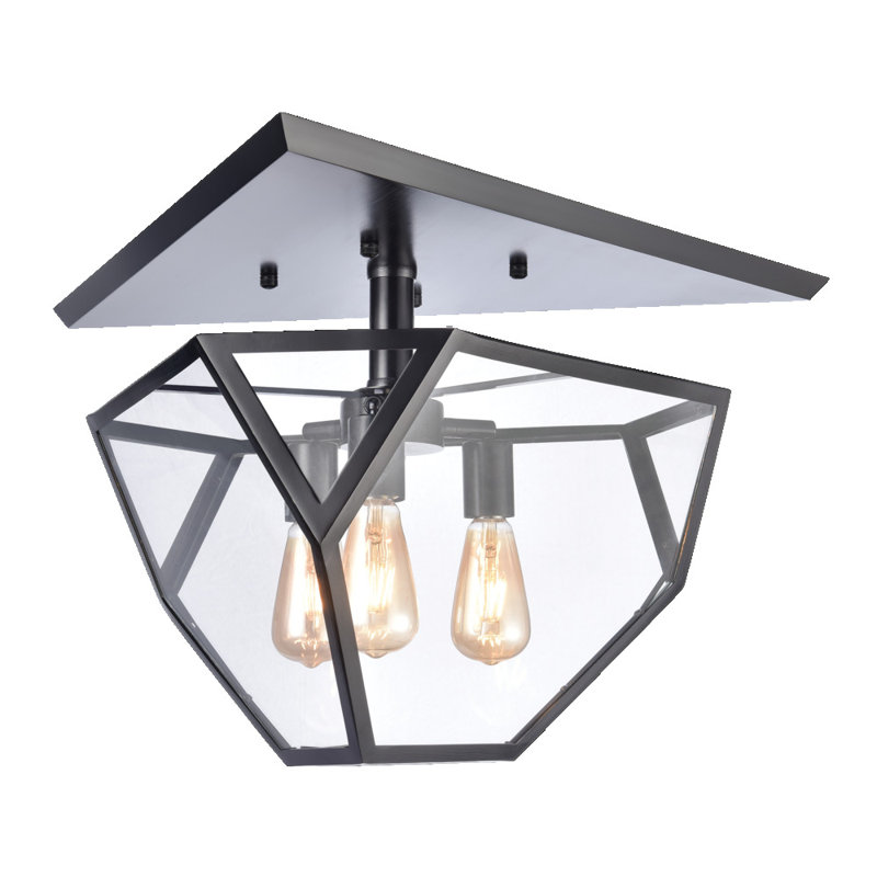3-Light 21" Architectural Glass Semi-Flush Mount
