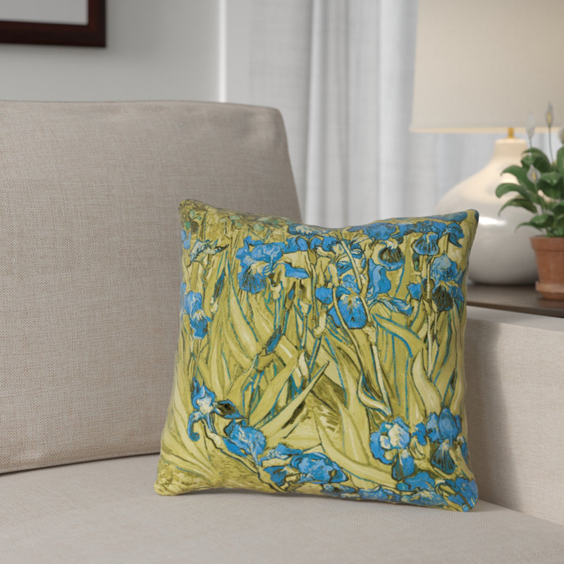 Housse de coussin carrée irises Morley, 26 po x 26 po, Bleu, Pas de remplissage