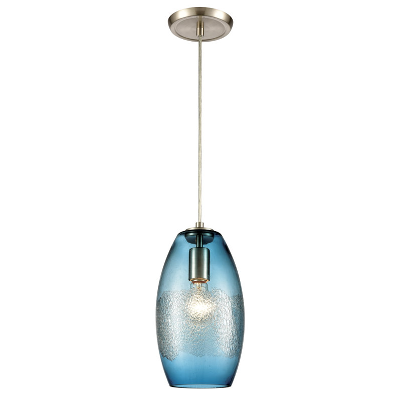 Mini-luminaire suspendu à 1 lumière de 6 po de large Ebbtide - nickel satiné