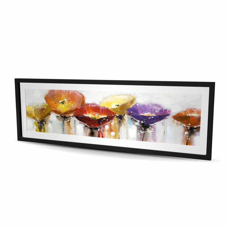 Plusieurs fleurs abstraites colorées - impression de chambre à coucher florale, H 60 po x l 20 po, Noir