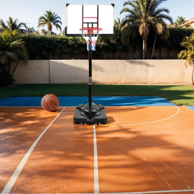 Harmony Edge Adjustable Height 43.31'' W Rust Resistant Metal Portable Full-Size Basketball Hoop with Breakaway Rim