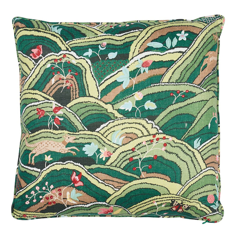 Rolling Hills Pillow, Green, 22" x 22"