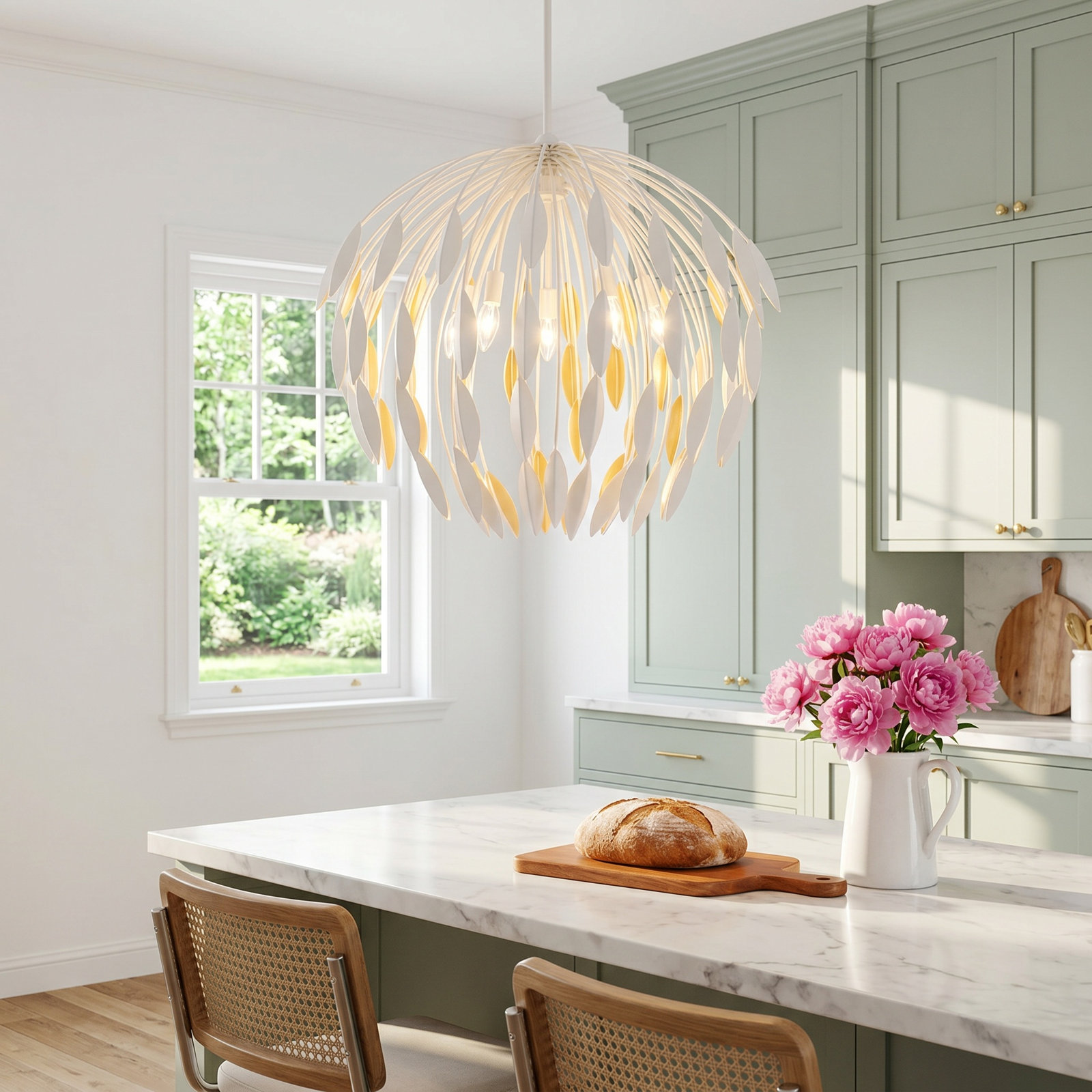 Damien 5-Light Pendant, White