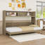 Lit escamotable simple en bois avec bureau, lumière DEL et station de charge USB
