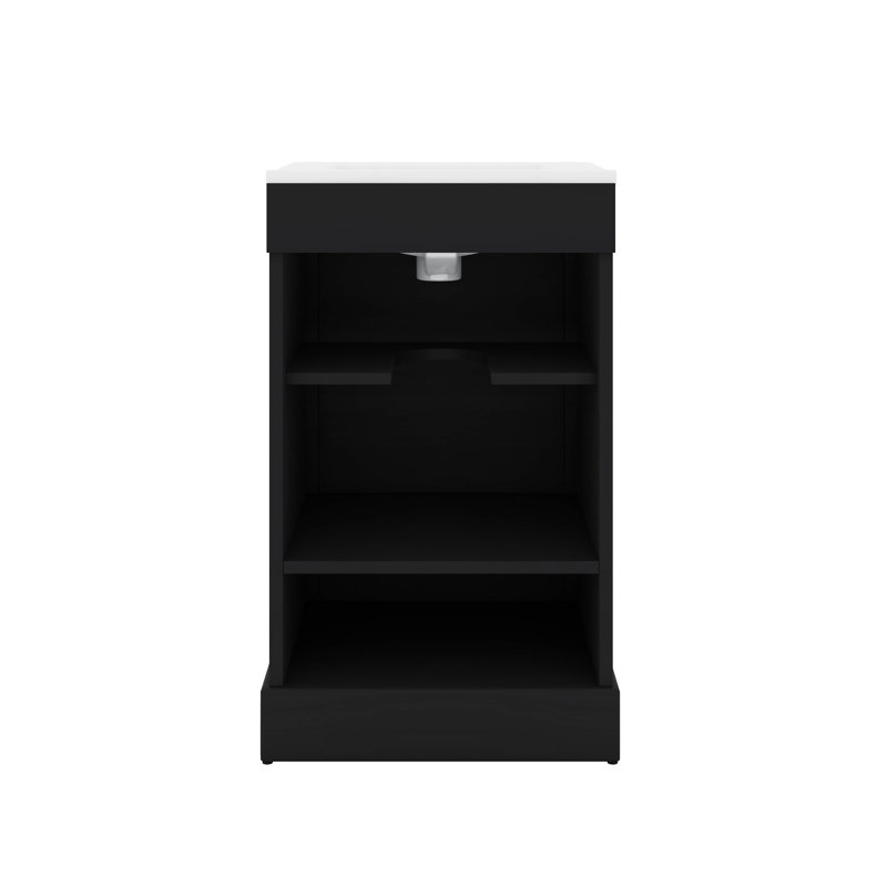 Meuble-lavabo de 20 pouces avec lavabo intégré - conception de lavabo simple, porte à fermeture en douceur, tablette réglable en forme de U, tiroir de séparation