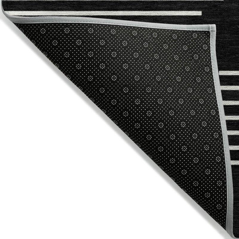 Black Synthetic Flat Woven Washable Rectangular Rug 20" x 30"