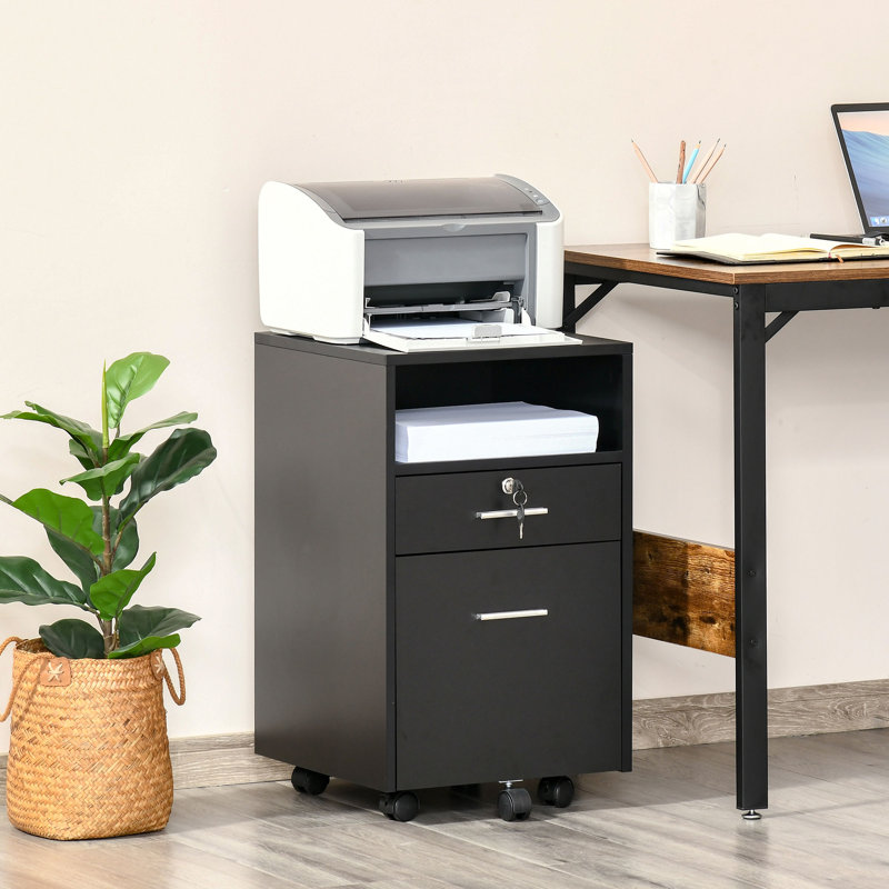 Vinsetto Mobile File Cabinet Lockable A4 Letter, Black