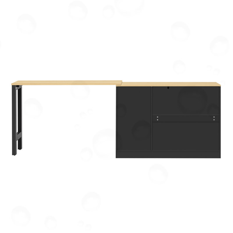 Buffet avec table extensible, 2 portes et 3 tiroirs, Black+Natural