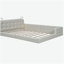 Grand lit plateforme tapissier avec 2 lampes de lecture, blanc-129184977
