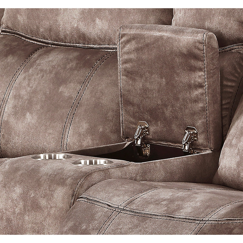 Causeuse inclinable en velours avec port USB et console, Brun