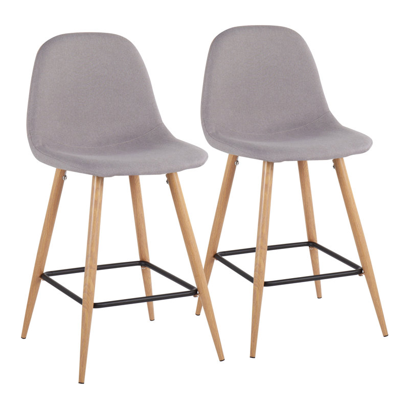 Tabouret de bar et de comptoir Moorcroft, Tabouret de comptoir (assise de 24 po de hauteur), Naturel, Gris anthracite