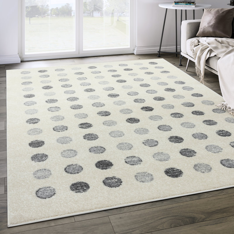 Tapis géométrique ivoire / gris Kiara, Rectangle 5 pi 3 po x 7 pi 6 po
