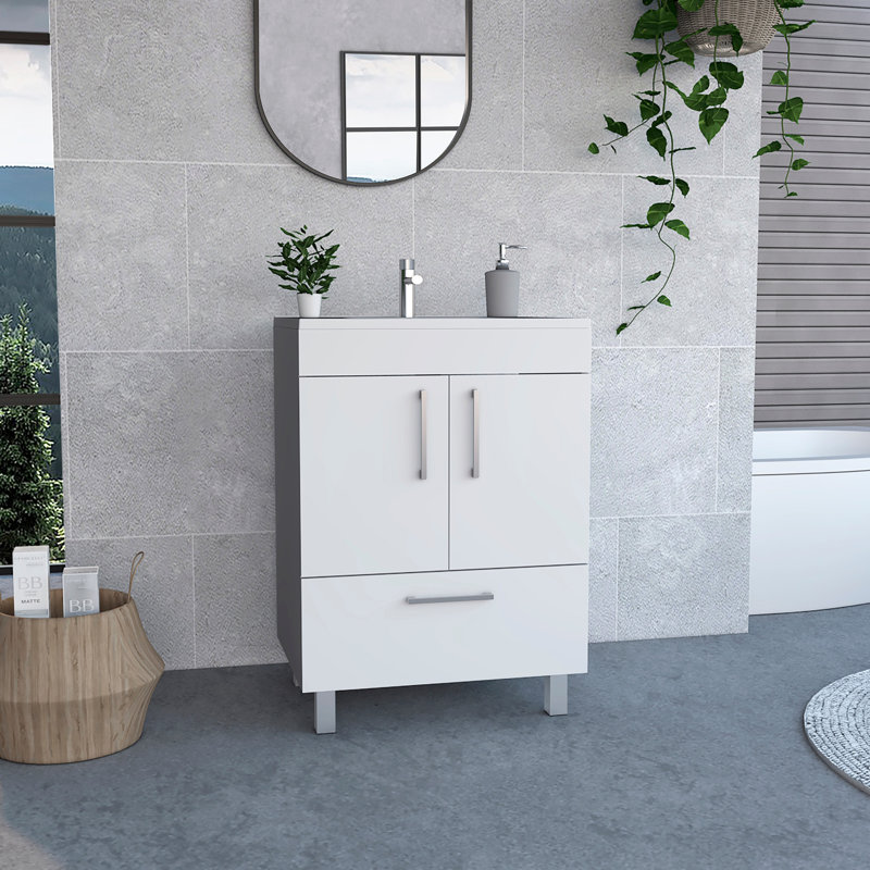 Meuble-lavabo simple blanc 2 portes