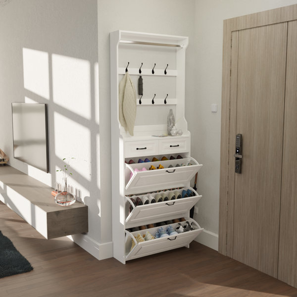 Lot De 4 Supports à Chaussures Pliables Muraux | Sans Perçage, Adhésif - Blanc