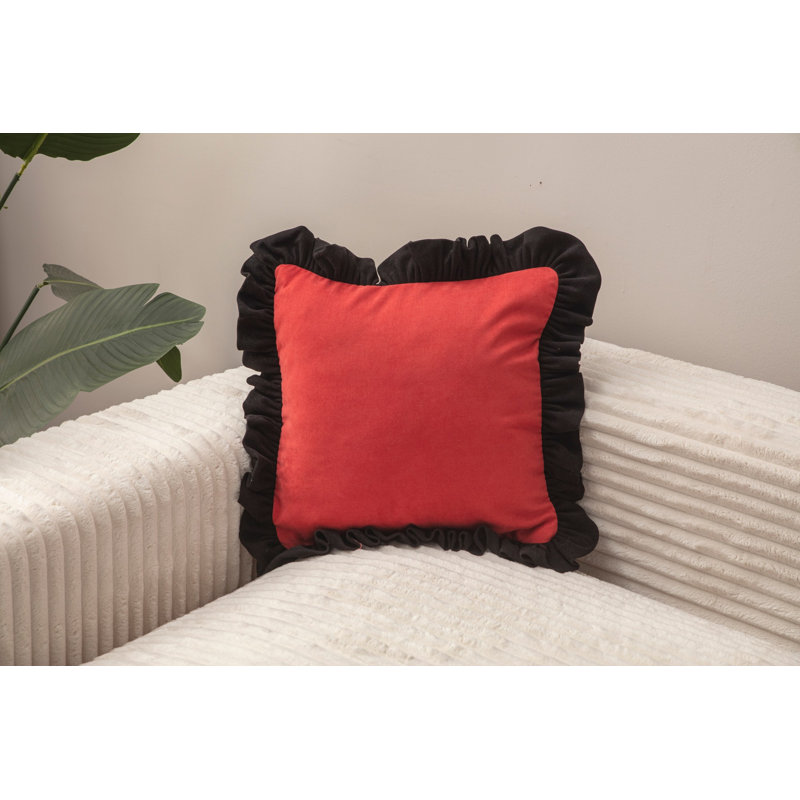 Housse de coussin, Rouge / noir, H 17 po x l 17 po