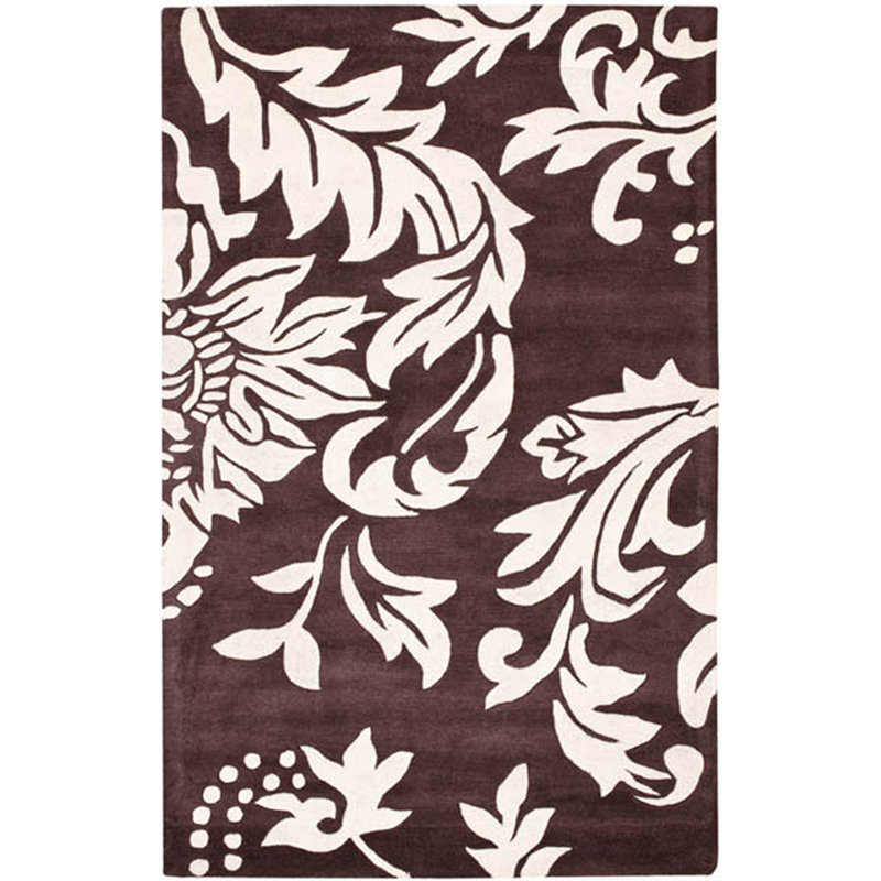 Tapis floral en laine et viscose touffeté à la main Avayah Soho, Rectangle 7 pi 6 po x 9 pi 6 po
