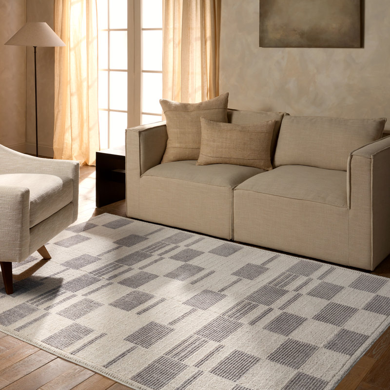 Tapis crème tissé à la main Leighton de Ebern Designs (nuance de 18 po)