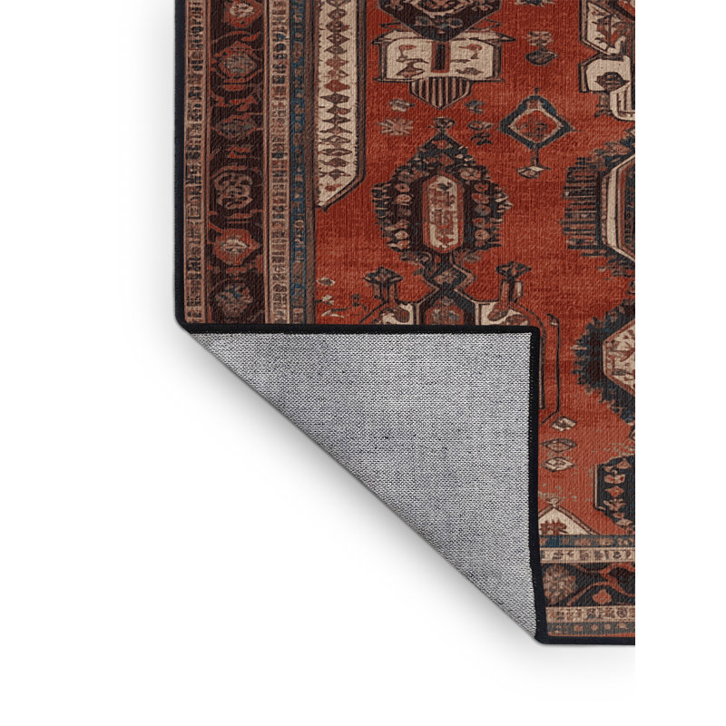 Tapis brun lavable à la machine, Rond 8 pi