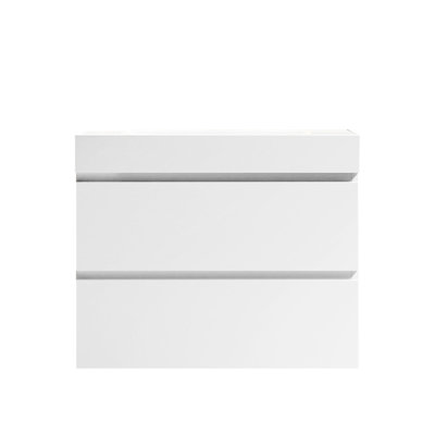 Contemporary Glossy White Integrated Solid Surface Basin - Upgrading Bathrooms, No Drain Or Faucet Needed Making Bathrooms Modern, Practical And Without