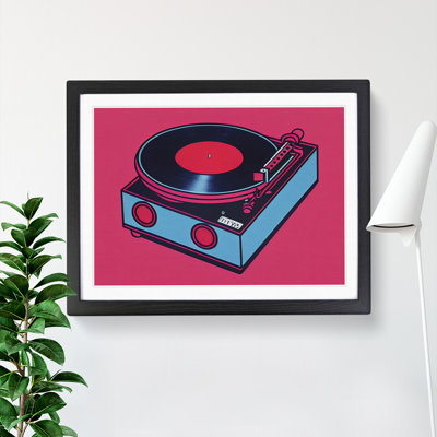 Vinyl Record Player Pop Art Abstract - Framed Print