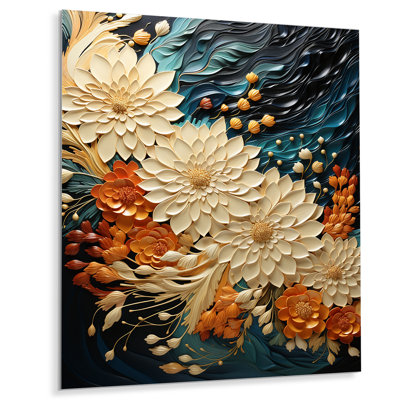 " Orange Teal Botanical Whirlwind III "