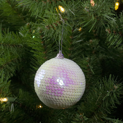 Ornement boule de Noël à paillettes incassable 3 po