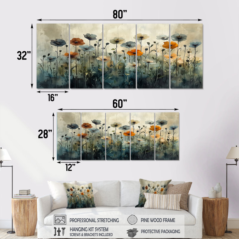 Appaloosa - coquelicots - art mural traditionnel, H 28 po x l 60 po, 5