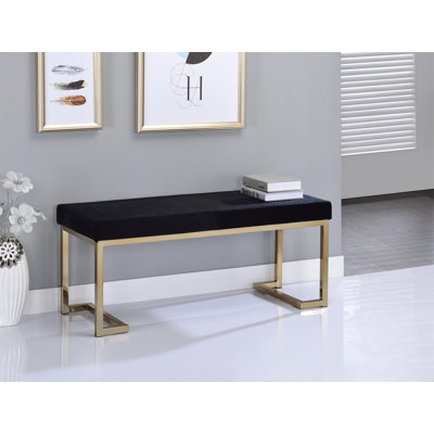 Banc en tissu noir Boice et finition champagne
