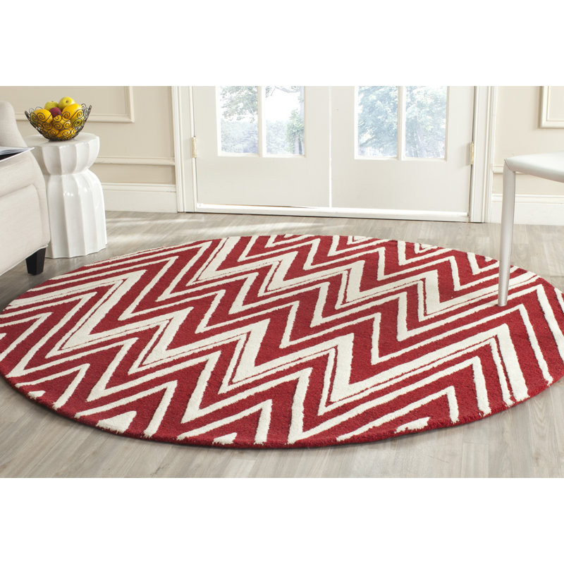 Sanyla Hand Tufted Wool Chevron Rug, Round 6'