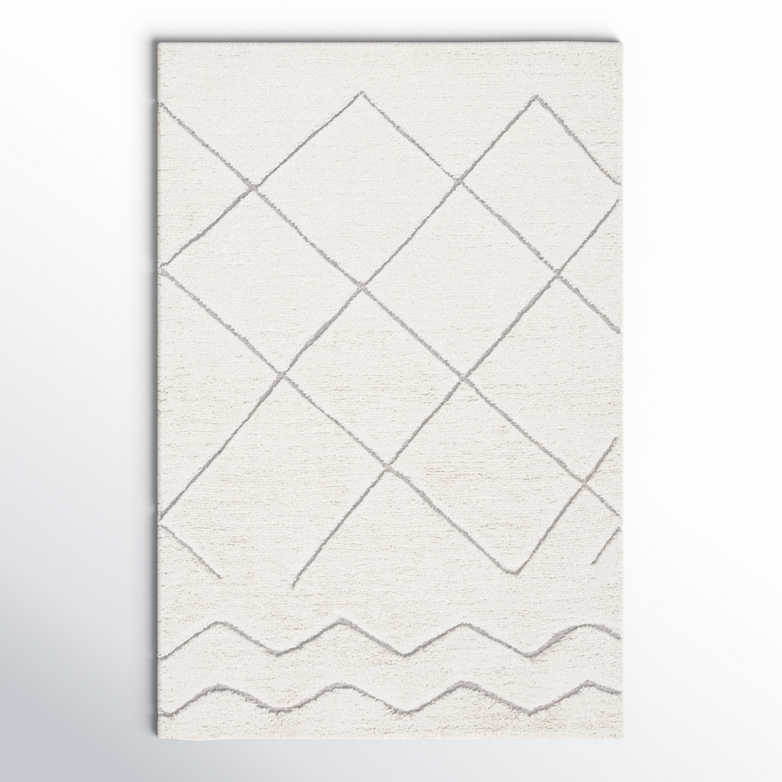 Henrie Ivory Gray Hand-Woven Geometric Rug, Rectangle 6' x 9'