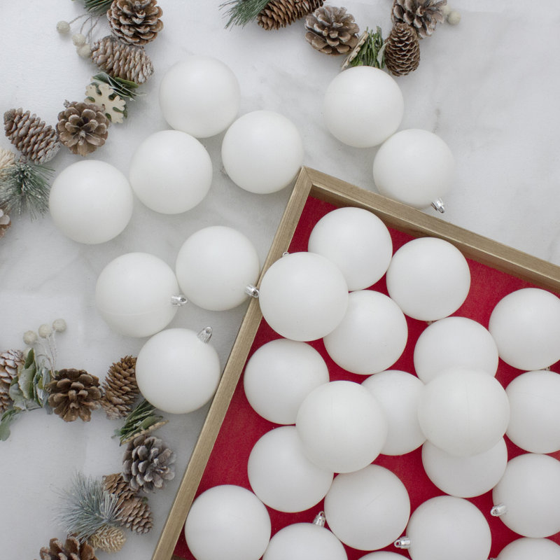 Boules de Noël incassables mates 3,25 po (80 mm), Blanc hivernal