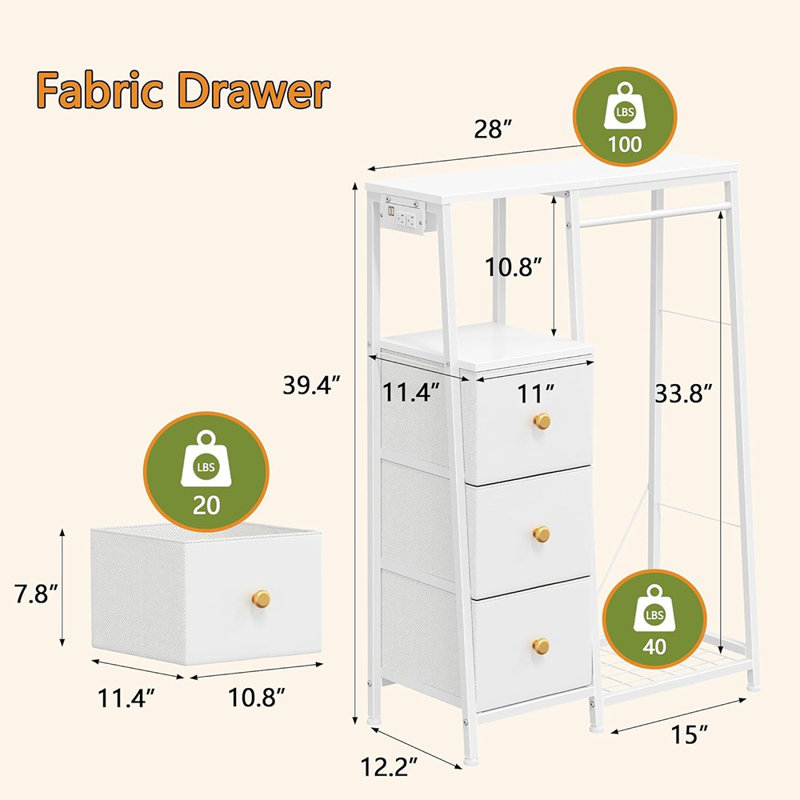 Commode avec support suspendu, commode pour enfants pour chambre à coucher avec ...