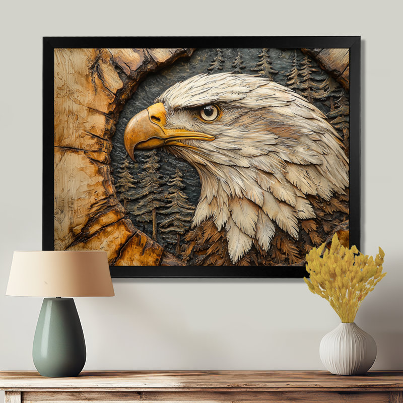 Giany Eagle In A Forest Landscape Slide - Art mural aigle, Reproduction encadrée d'une seule photo, H 30 po x l 40 po