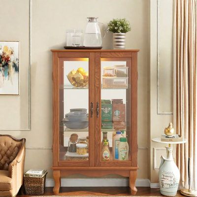 Vitrine avec 2 portes en verre trempé, tablettes réglables et éclairage DEL