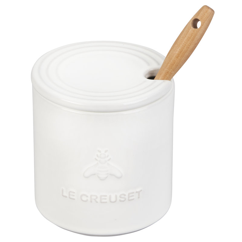 Le Creuset Stoneware Signature Honey Pot W/ Dipper - White