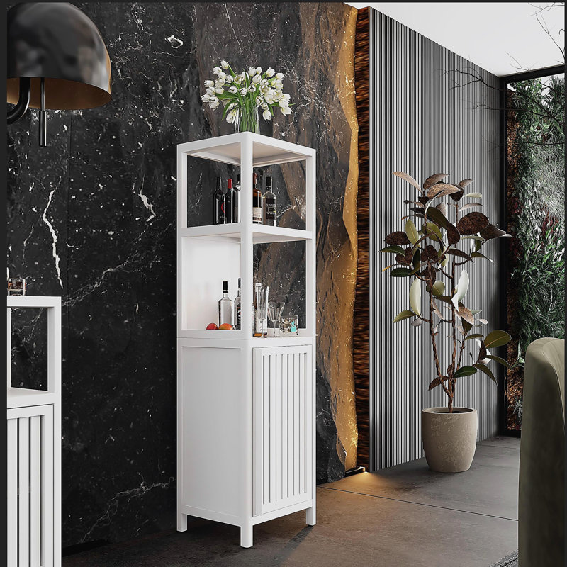 Multi-Functional Bamboo Storage Cabinet Furniture for Bathroom Living Room, White